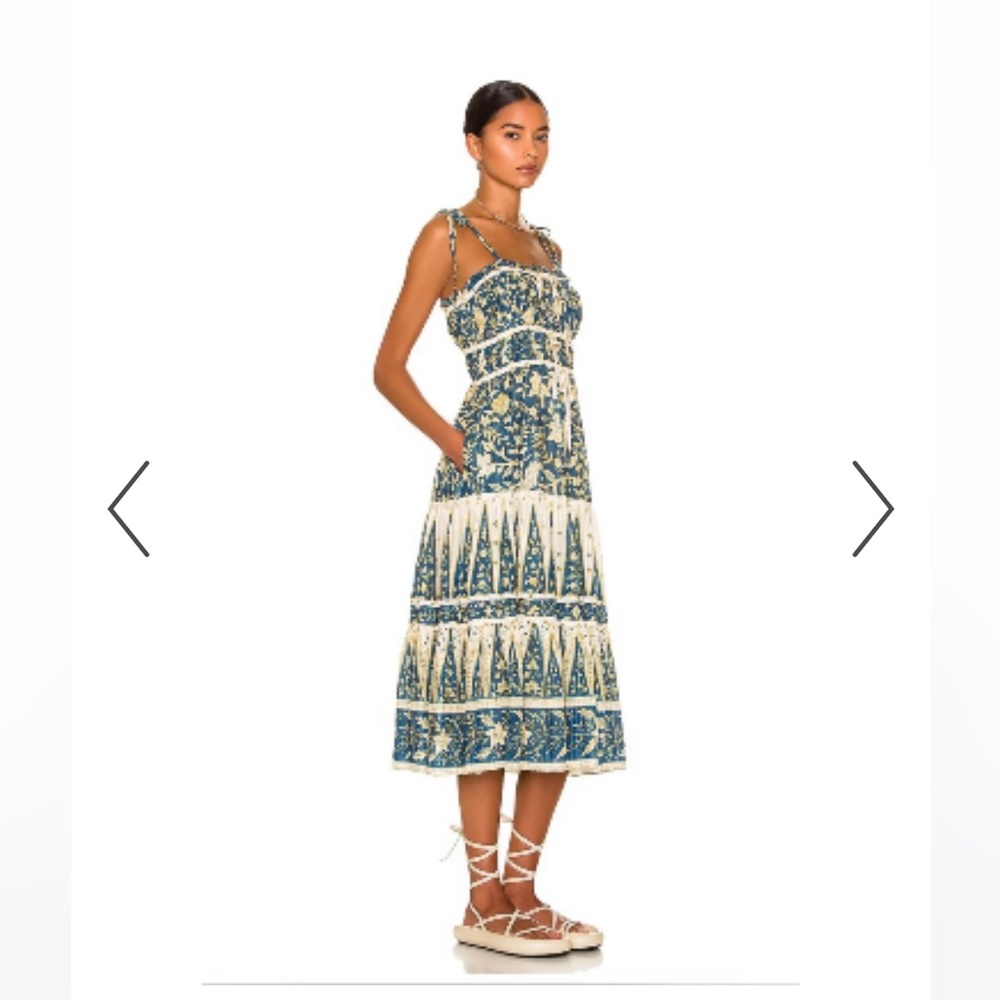 Ulla Johnson Blue and Cream Printed Midi Dress - Picture 2 of 8